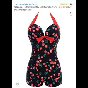 Retro halter boy leg push-up swimsuit